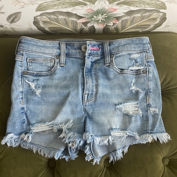 AE Pride High Rise Distressed Jean Shorts - Picture 1 of 6